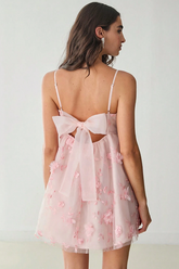 Floral Applique Decor Mesh Slip Dress | Dress In Beauty